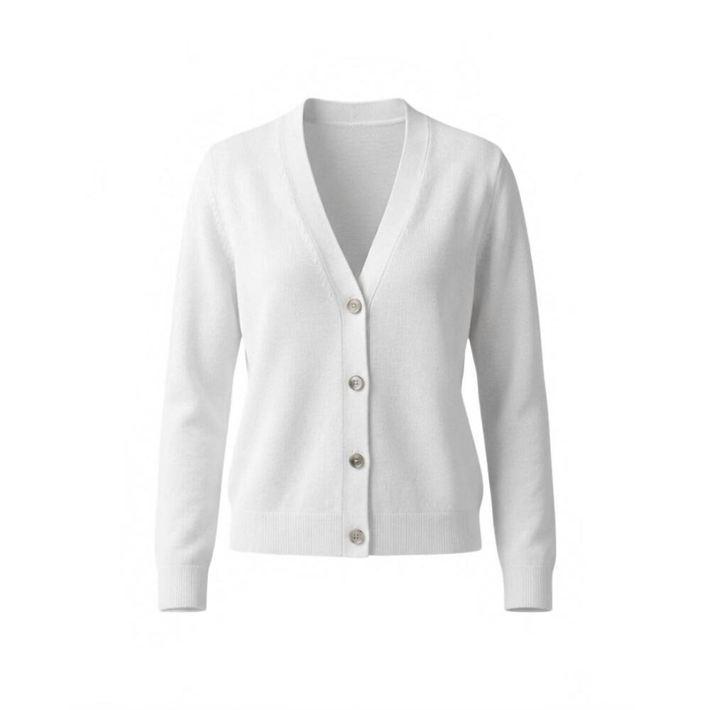 NEW JUMPER1234 women's cotton long sleeve cardigan in white